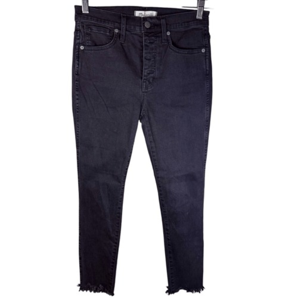 Madewell 10" High Rise Skinny Black Denim Jean Size 27P Raw Hem Grunge Street